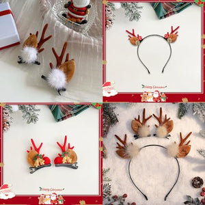 4PCS Cerchietto Natale Fermagli per Capelli Natale, Cerchietto Renna e Mollette Capelli con Corna Renna, Cerchietti Natalizi Fermagli Capelli Accessori Capelli Natale Accessori Natalizi Donna Bambina