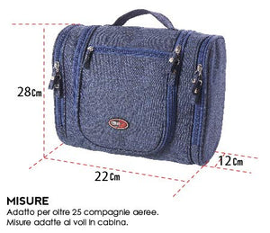Borsa da bagno appendere con specchio e tasche interne - Melange Grigio - Ilgrandebazar