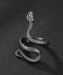 Anello regolabile serpente acciaio nero. - Ilgrandebazar