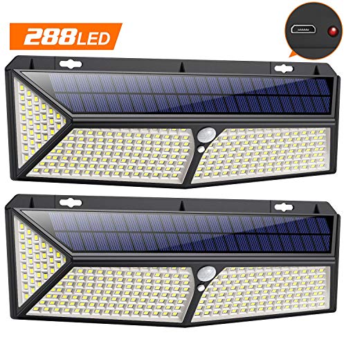 Luci Solari Esterno,【288LED-USB Ricaricabile】VOOE Lampade a led da...