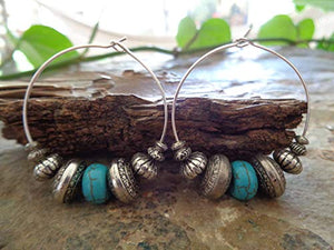 ✿ NUOVI BOHO TRIBAL CREME TURCHESI ✿ Orecchini stile Bali