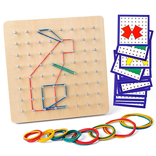 Coogam Geoboard di Legno con Carte Pattern attività e Bande Gomma -... - Ilgrandebazar