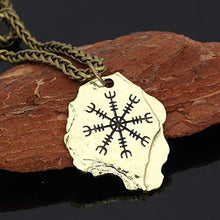 Carica l&#39;immagine nel visualizzatore di Gallery, GuoShuang, Collana amuleto Nordico Vichingo Odino Aegishjalmr Design 2# - Ilgrandebazar