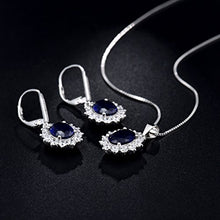 Carica l&#39;immagine nel visualizzatore di Gallery, MASOP, orecchini pendenti con zaffiro blu, in argento Earrings+Necklace - Ilgrandebazar