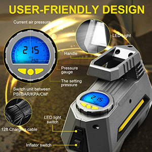 SKEY Compressore Portatile per Auto, gonfiatore Digitale a 12V DC, Pompa per...