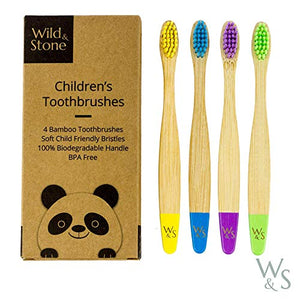 Wild & Stone | Spazzolino da denti per bambini in bambù organico | Quattro... - Ilgrandebazar