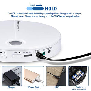Gueray Lettore CD Portatile HiFi Classic Personal Discman con Cuffia...