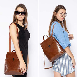 Realer Vera Pelle Casuale Femminile Moda Zaino Zaini Borse per le Marrone