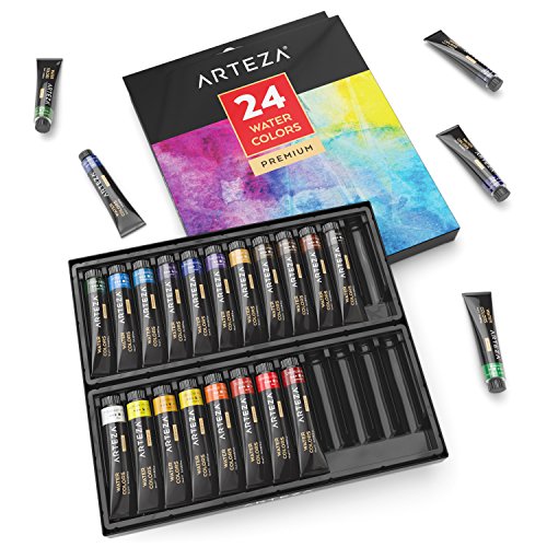 Arteza Acquerelli in Tubetto Professionali, Set da 24 Tubetti Metallo (24... - Ilgrandebazar