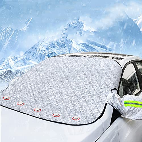 FINEVERNEK Copri Parabrezza Auto,Copri Parabrezza per Auto Inverno,Telo Parabrezza Antighiaccio, Copri Parabrezza Esterno Antigrandine,Parabrezza Auto Magnetico,Applicabile Tutto L'Anno