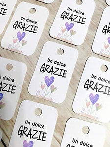 50 pezzi, Cartellini Stampati per bomboniera, Grazie, 25x37 millimetri,... - Ilgrandebazar