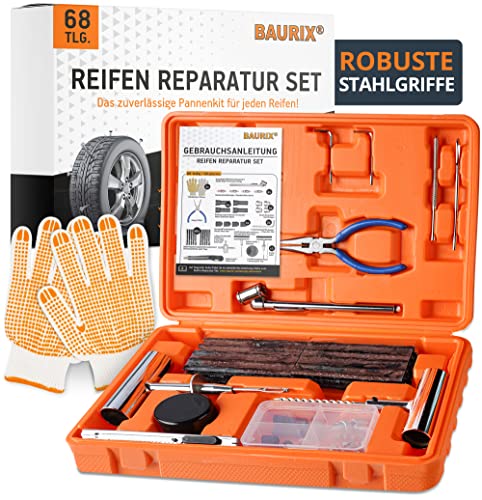 BAURIX® Premium Kit Riparazione Pneumatici Auto [68 Pezzi] - Kit