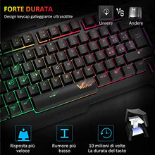 Carica l&#39;immagine nel visualizzatore di Gallery, Tastiera da Gioco, WisFox Cablata USB Retroilluminata a Colori...