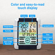 Carica l'immagine nel visualizzatore di Gallery, Ailgely Stazione Meteorologica Wireless con Sensori Esterni, Stazione Meteo Meterologica Digitale,Termometro Digitale Igrometro per Interni Esterni, LCD Touchscreen Colorato