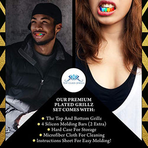 "Rainbow Grillz with Fangs for Mouth Top Bottom Hip Hop Teeth Grills for... - Ilgrandebazar