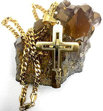 Carica l&#39;immagine nel visualizzatore di Gallery, Collana con ciondolo a forma di croce in oro 24 carati, unisex, solida... - Ilgrandebazar