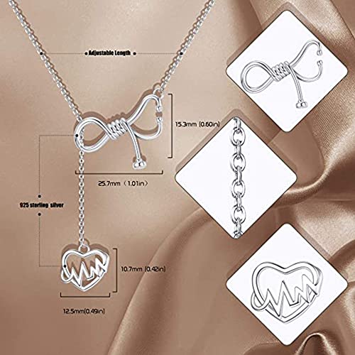 Collana Con Ciondolo Stetoscopio In Argento Sterling 925 – Regalo Per Infermiera, Medico, Laurea – Con Incisione