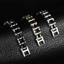 Carica l&#39;immagine nel visualizzatore di Gallery, Faysting EU Bracciale catena in acciaio inox moto personalizzata Nero Argento - Ilgrandebazar