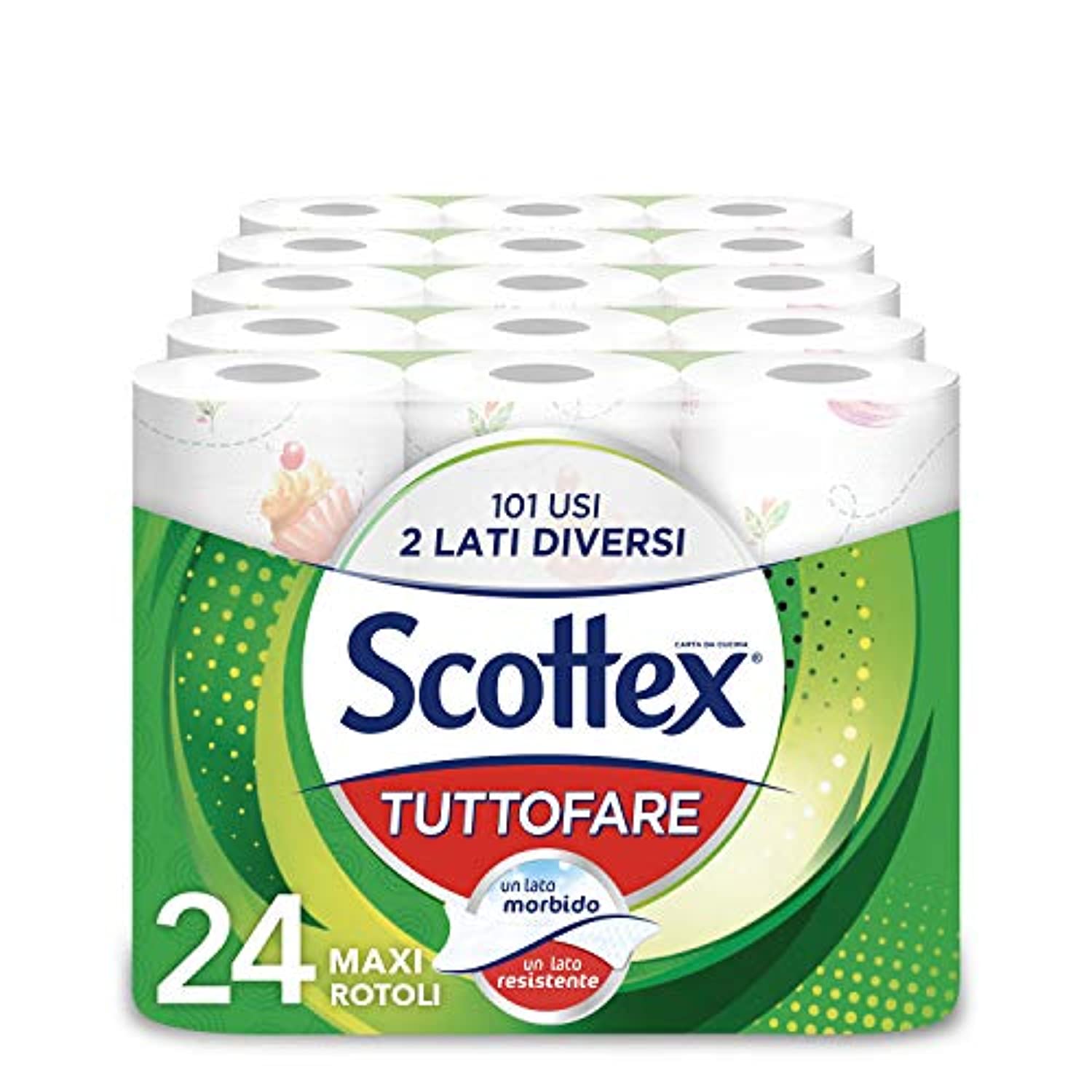 Scottex Tuttofare Carta da Cucina, Due Lati Diversi, 24 Maxi Rotoli –