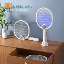 Carica l'immagine nel visualizzatore di Gallery, Buzbug Racchetta Zanzare Elettrica, USB-C Pieghevole Ammazza Zanzare Elettrico con Base di Ricarica, Doppie Modalità Mosquito Swatter con Potente Lampada Trappola per Zanzare