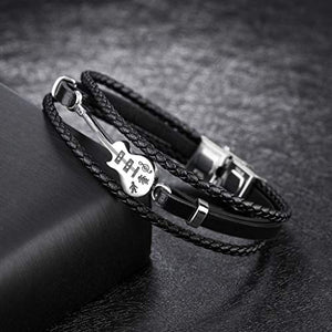 Jlbuay Bracciale da Uomo acciaio inossidabile vero cuoio bracciale... - Ilgrandebazar