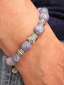 Zen braccialetto etnico Thurcolas con perle di quarzo blu e perline Buddha... - Ilgrandebazar