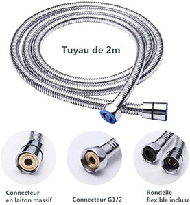 ACGAM Soffione Doccia Alta Pressione Anticalcare + 2 M Flessibile Doccia,5...