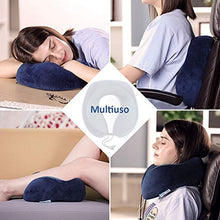 Carica l'immagine nel visualizzatore di Gallery, Glymnis Cuscino da Viaggio Memory Foam Collo Lavabile Blu