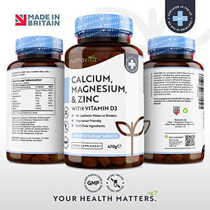 Calcio Magnesio Zinco e Vitamina D3-365 Compresse Vegetariane - Integratore...