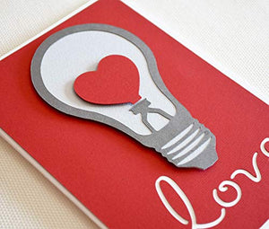 Love - lampadina- cuore - biglietto d'auguri (formato 15 x 10,5 cm) - vuoto... - Ilgrandebazar