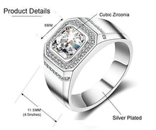 Carica l&#39;immagine nel visualizzatore di Gallery, ENYU Uomo Argento Anelli Princess Cubica Zircone Tono -Anniversario di 22 - Ilgrandebazar