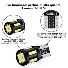 Carica l&#39;immagine nel visualizzatore di Gallery, Anpro 2020 Lampadina a T10 LED per Auto - W5W Led 6000K Luce Bianca Super...