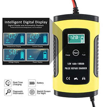Carica l'immagine nel visualizzatore di Gallery, URAQT Caricabatteria Moto,12V 6A Multi Proictezioni Caricatore Giallo