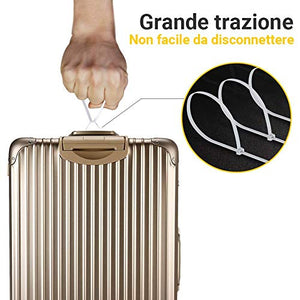 Caiery 100pz Autoadesivo Clip Cavo Fermacavi 150X2.5MM, Bianco+bianco - Ilgrandebazar