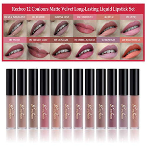 Rechoo 12Pcs Rossetto Matte Liquido Tinta Labbra a Lunga Tenuta,Rossetti...