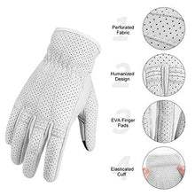 Carica l'immagine nel visualizzatore di Gallery, INBIKE Guanti Moto Donna Traspiranti Prottetivo Pelle di Capra con L, Bianco