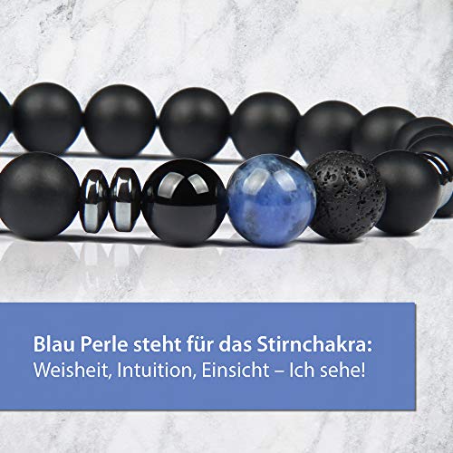 signs ® Bracciale con perle di lava nera o onice (per uomo e Bl signs ® Bracciale con perle di lava nera o onice (per uomo e Bl