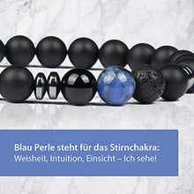 Carica l&#39;immagine nel visualizzatore di Gallery, GOOD.designs ® Bracciale con perle di lava nera o onice (per uomo e Blu - Ilgrandebazar