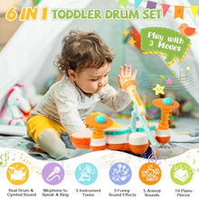 Carica l&#39;immagine nel visualizzatore di Gallery, Tamburo Giochi Bambino 1 2 Anno Strumenti Musicali Giocattoli Batteria Bambini 1 Anno Neonati Giocattoli Musicale Idea Regalo Natale Bambini Bambina 1 2 Anno