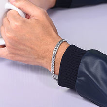 Carica l&#39;immagine nel visualizzatore di Gallery, PROSTEEL Uomo Bracciale a Catena Cubana Incisione, Acciaio Argento - Ilgrandebazar