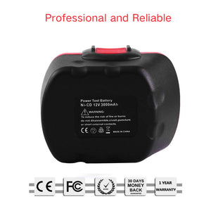 Powayup 12V 3.0Ah Ni-Mh Batteria Sostituire per Bosch 3.0Ah, Rosso + Nero