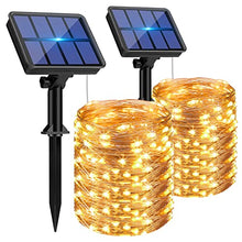 Carica l'immagine nel visualizzatore di Gallery, btfarm 【2 Pacchi】 Luci Solari Esterno, 15+2M 150LED Catena Luminosa 8 Modalità Impermeabili Filo di Rame Decorative Per Giardino Albero Patio Natale