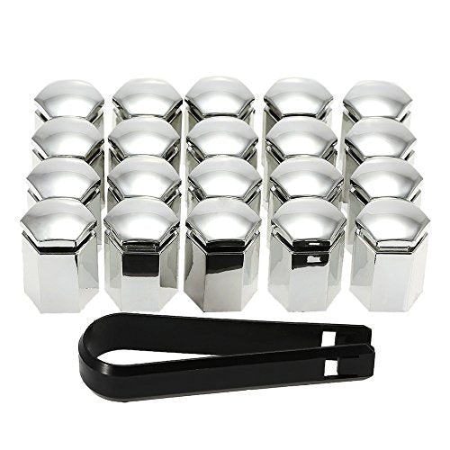 KKmoon Set di 20Pz 17mm Auto Pneumatico Dado Bullone Copertura argento