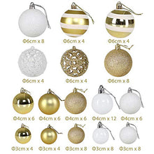 Carica l'immagine nel visualizzatore di Gallery, Bakaji Confezione 100 Palline Di Natale Diametro 3/4/6 cm Addobbi e Decorazioni Per Albero Di Natale (Bianco Oro)