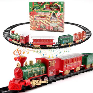 DONGQI Trenino Natalizio,Treno elettrico di Natale,Trenino Natale con Luci e Suoni per Natale Decorazioni, Trenino Natalizio Regalo per Bambini natalizio
