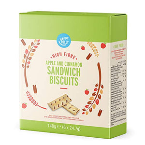 Marchio Amazon - Happy Belly - Biscotti ripieni di mela e cannella, 8 x 148 g