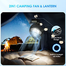 Carica l&#39;immagine nel visualizzatore di Gallery, Mini Ventilatore USB Portatile con Clip 10000 mAh, 3 in 1 Ventilatore Versatile con Luce a LED, 12-40 ore, Ricaricabile Ventilatore da Tavolo Silenzioso, Rotazione di 360°, per Ufficio, Auto, Viaggio