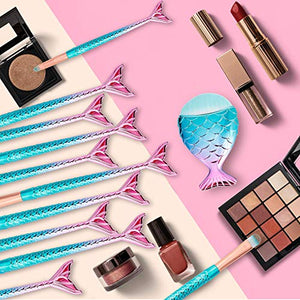 Set di Pennelli Trucco Professionale Spazzole per Bellezza a Forma Sirena...