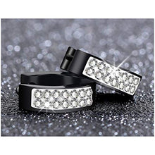 Carica l&#39;immagine nel visualizzatore di Gallery, Eleganti orecchini a cerchio, fatti a mano con strass, da d&#39;oro+argento+nero - Ilgrandebazar