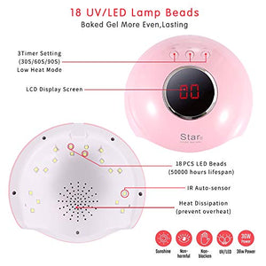 LEDGLE 36W Lampada UV LED Unghie, 18 Fornetto Unghie 36w Uv Lampe Für Nägel
